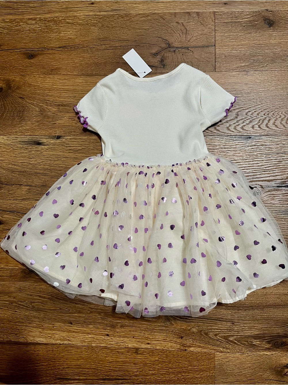 Peppa Pig Tutu Dress Metallic Purple Hearts - Picture 3 of 5